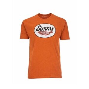 Simms Fishing Company Trout Wander Mens T-Shirt Size Medium M Burnt Orange EUC